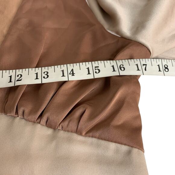 Altar’d State Top Size Small Satin Brown Crop Long Sleeve Coquette Color Block - Picture 6 of 7